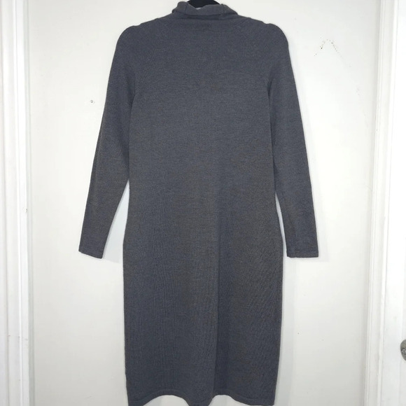 TALBOTS Italian Merino Wool Charcoal Long Sleeve Turtle Neck Dress, Size S - Picture 6 of 13